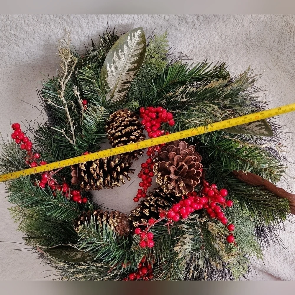 New large 24 in Christmas Wreath with gold pinecone